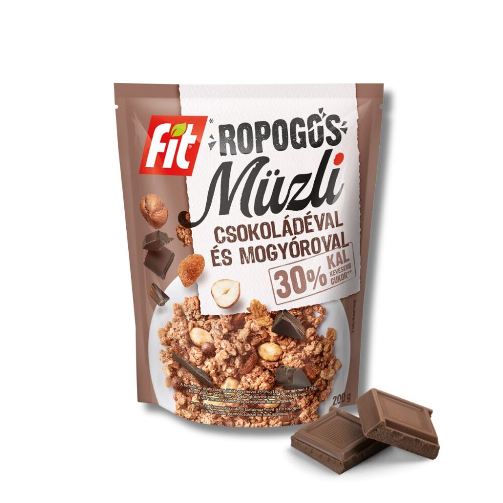 Ropogós müzli csokoládéval és mogyoróval