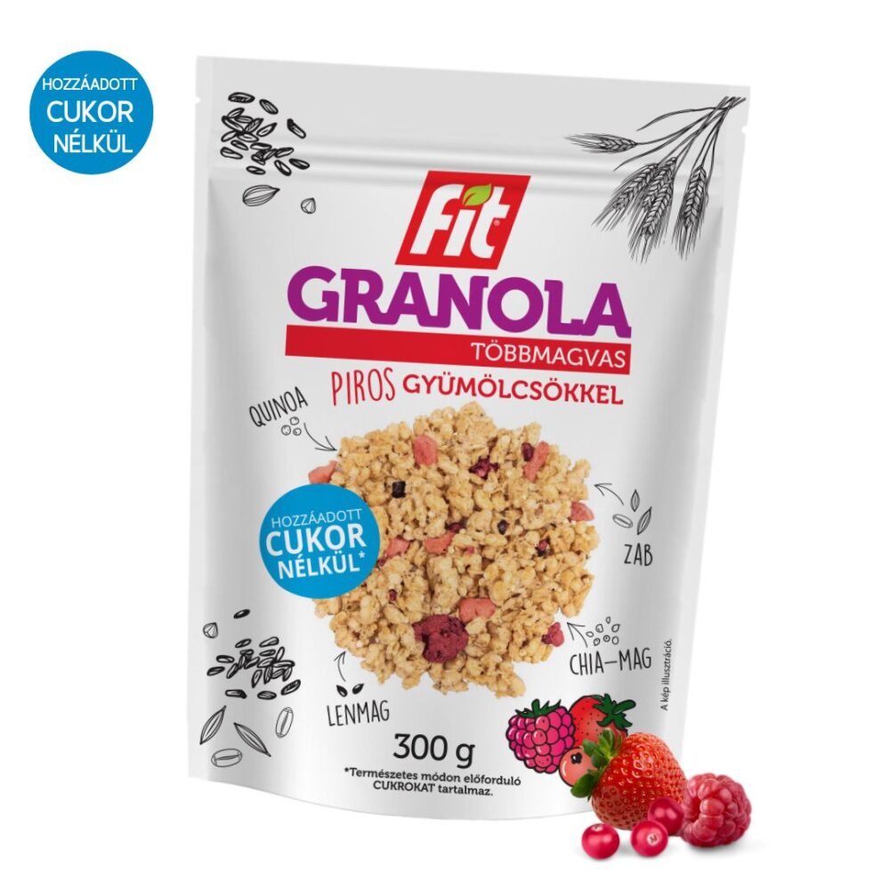 Granola többmagvas piros gyümölcsökkel